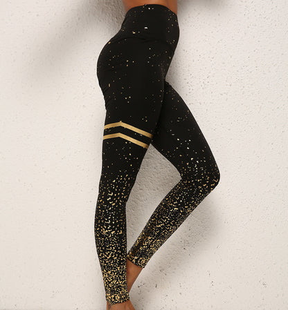 Diana – Höga leggings med guld- och silverränder för kvinnor