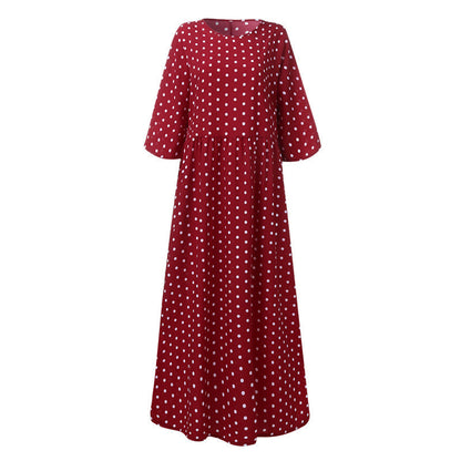 Victoria – Elegantes Polka Dot Mid Sleeve Damen-Tunika-Kleid