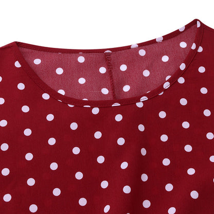 Victoria – Elegantes Polka Dot Mid Sleeve Damen-Tunika-Kleid