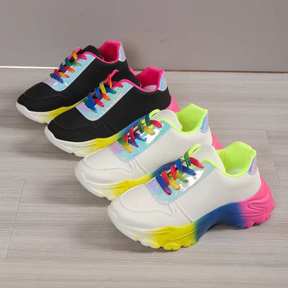 Leah – Regenbogenfarbene Damensportschuhe mit Dickem Boden