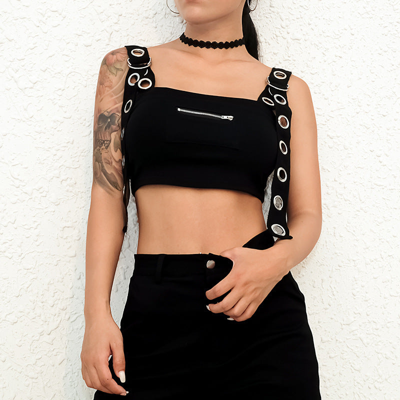 Heather – Ärmelloses Damen-Crop-Top mit Hohlschnitt