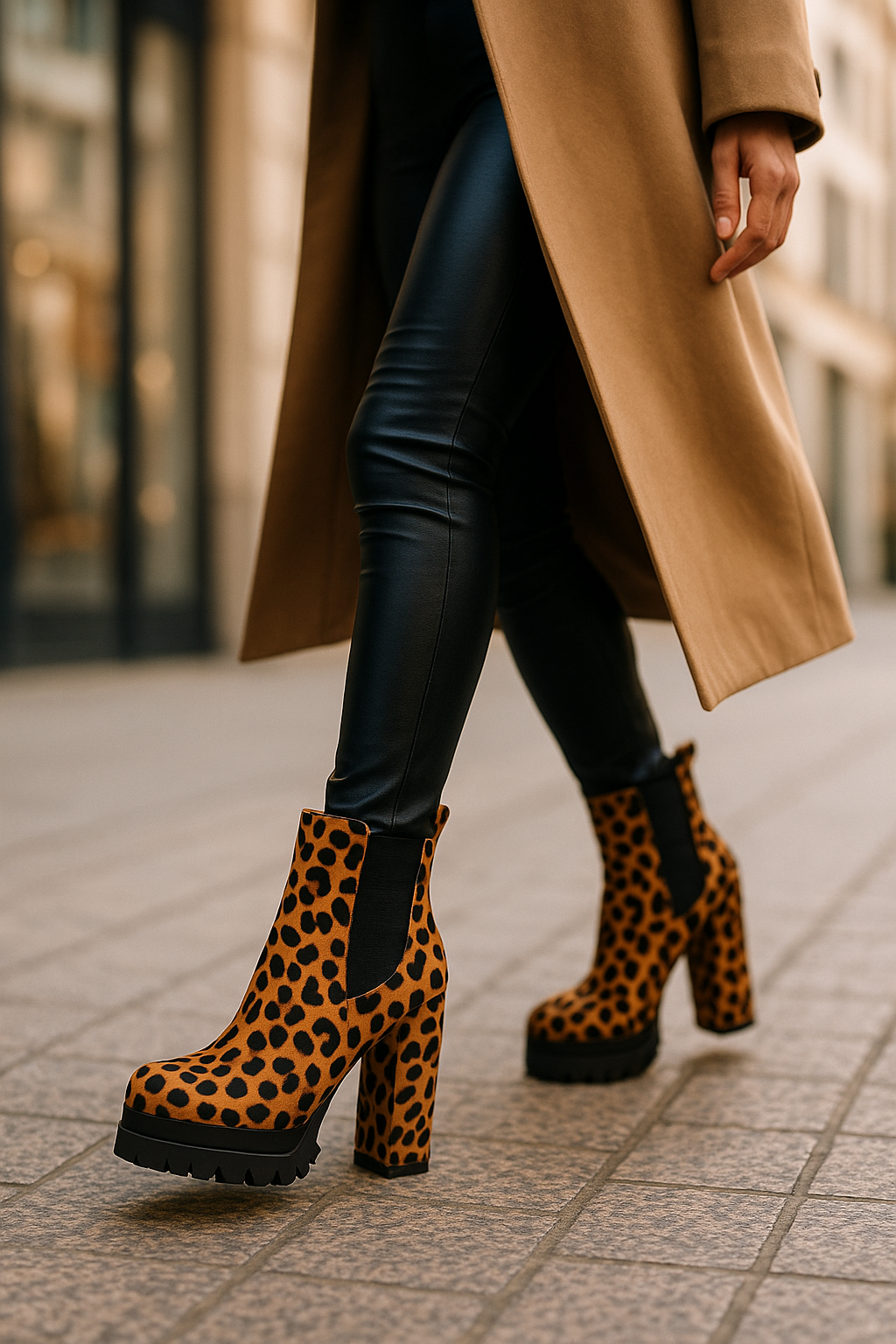 Ann – Höga Kvinnliga Ankelstövlar i Leopardmönster