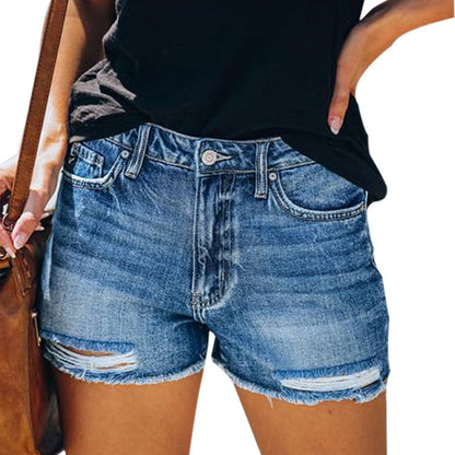 Melanie – Sommerliche Denim-Shorts mit Fransen für Damen