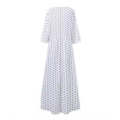 Victoria – Elegantes Polka Dot Mid Sleeve Damen-Tunika-Kleid