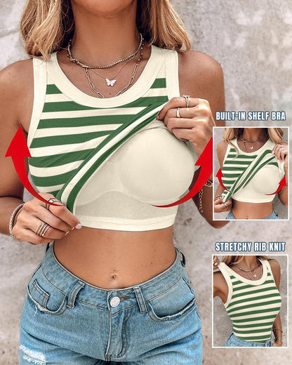 Holly – Schlankes gestreiftes Tanktop mit Bralette