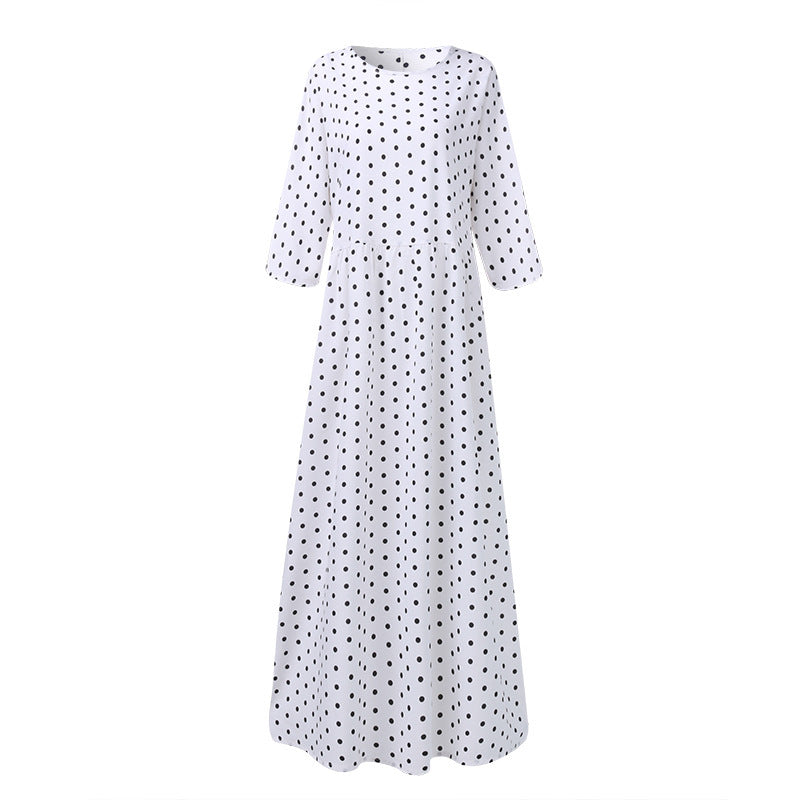 Victoria – Elegantes Polka Dot Mid Sleeve Damen-Tunika-Kleid